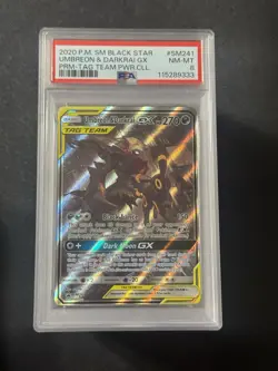 2020 Pokemon Sun and Moon Umbreon & Darkrai GX Black Star Promo #SM241 PSA 8 - Image 1