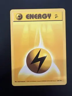 Lightning Energy 128/130 Base Set 2 2000 Pokemon Card Common NM - Image 1