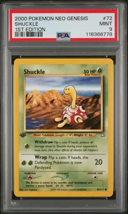 2000 Pokemon Vintage WOTC 1st Edition Neo Genesis Shuckle #72 PSA 9 (NEW CERT) - Image 1
