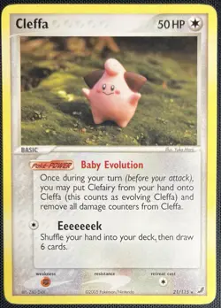 Cleffa 21/115 Pokemon English Gold & Silver EX Unseen Forces 2005 - Image 1