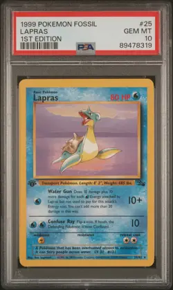 Lapras 25/62 PSA 10 - 1999 Pokemon Fossil 1st Edition - Image 1