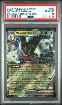 Pokemon TCG Meowscarda ex SVP 033 Paldea Partners Tin Black Star Promo - PSA 10 - Image 1