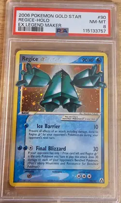 2006 Pokemon EX Legend Maker Regice #90 Gold Star Holo PSA 8 - Image 1