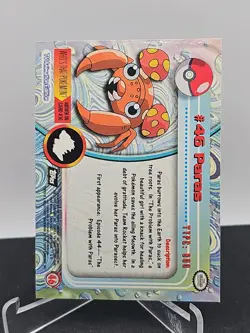 1999 Topps Pokemon Tv Animation #46 Paras Black Logo Foil Set Break - Image 2