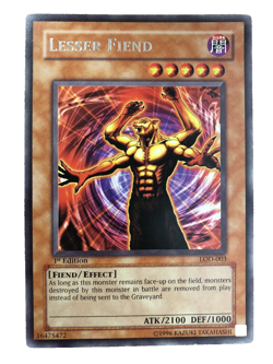 YuGiOh Card LESSER FIEND Legacy of Darkness LOD-003 RARE 1ST Edition - Image 1