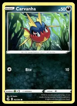 2021 Fusion Strike Set Pokemon Card 162 Carvanha NM - Image 1