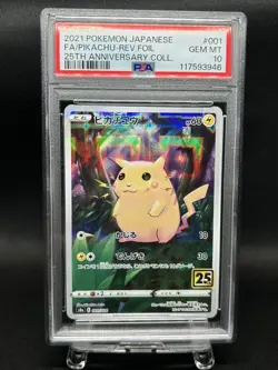 Pikachu 25th Mirror PSA 10 Pokemon Trading Card PSA Graded Official Case - Image 1