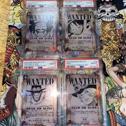 One Piece Wanted Poster PSA10 SP Luffy Ace Sabo Roger Trading Card Set - Image 1