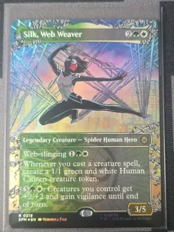 0215 Silk, Web Weaver - Spider-Man - Rare - Borderless - FOIL - MTG - Image 1