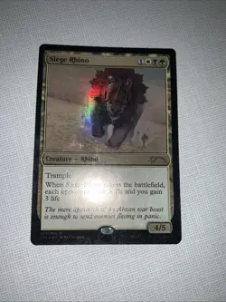 FOIL MTG NM Magic: The Gathering Siege Rhino Rare Foil - Image 1