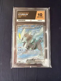 Pokemon 2025 Black Bolt Kyurem Ex Secret Rare #157 Ace Grading 10 Gem Mint - Image 1