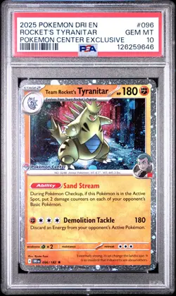 2025 POKEMON DRI EN-DESTINED RIVALS #096 TEAM ROCKET'S TYRANITAR PSA 10 - Image 1