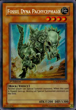 Yugioh Secret Rare Fossil Dyna Pachycephalo LODT-EN099 1st Edition - Image 1