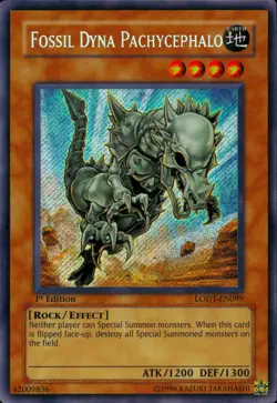 Yugioh Secret Rare Fossil Dyna Pachycephalo LODT-EN099 1st Edition - Image 4