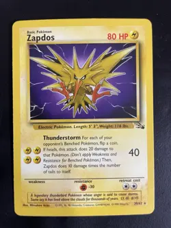 Zapdos 30/62 - Fossil Set - Pokemon Card - Excellent Condition - Image 1