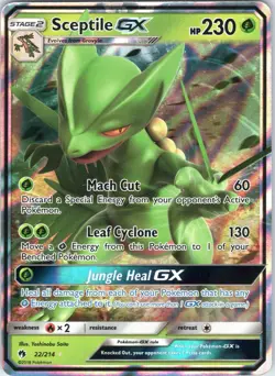 Pokemon TCG Sceptile GX 22/214 Sun & Moon Lost Thunder Ultra Rare - Image 1