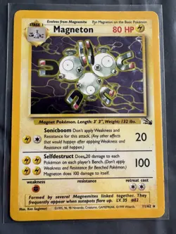 Pokemon TCG Magneton Fossil Holo Card 11/62 Unlimited Rare (LP) - Image 1