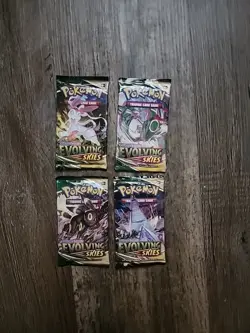 4X Evolving Skies Pokemon Booster Pack Complete Full Art Set NEW SEALED - Image 1