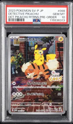 2023 POKEMON JPN SV-P PROMO #098 DETECTIVE PIKACHU PSA 10 - Image 1