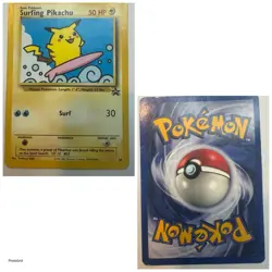 Surfing Pikachu Promo - 1999 Pokemon WOTC Black Star Promo #28 - Vintage NM - Image 1