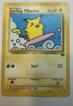 Surfing Pikachu Promo - 1999 Pokemon WOTC Black Star Promo #28 - Vintage NM - Image 2