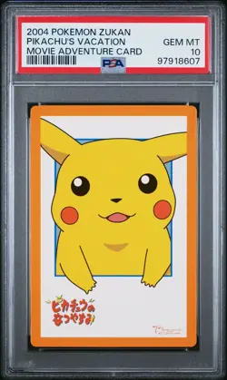 PSA 10 GEM MINT Pikachu's Vacation Carddass Zukan Movie Adv. Card Pokemon POP 1 - Image 1