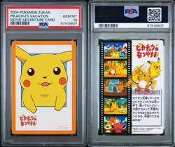 PSA 10 GEM MINT Pikachu's Vacation Carddass Zukan Movie Adv. Card Pokemon POP 1 - Image 4