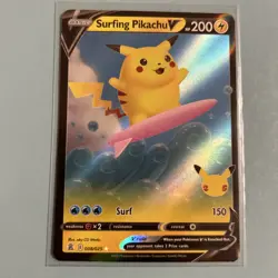 Surfing Pikachu V 008/025 Rare Celebrations 25th Pokemon Cards TCG Pack Fresh - Image 1