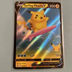 Surfing Pikachu V 008/025 Rare Celebrations 25th Pokemon Cards TCG Pack Fresh - Image 3