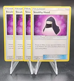 X4 Sun & Moon Unbroken Bonds 186/214 Stealthy Hood Pokemon Trainer Playset - Image 1