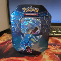 Pokemon TCG: Hidden Fates Tin - Gyarados GX - Sealed - Image 1