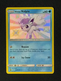 Alolan Vulpix SV8/SV94 Holo Pokemon Card Hidden Fates Baby Shiny - Image 1