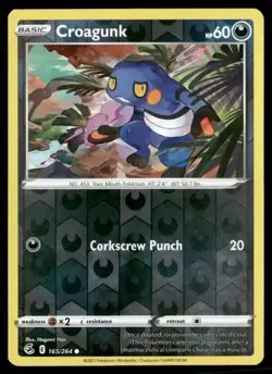 2021 Fusion Strike Set Pokemon Card 165 Croagunk Reverse Foil NM - Image 1