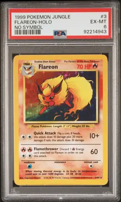PSA 6 Flareon Holo 3/64 No Symbol Jungle 1999 Pokemon Card - Image 1