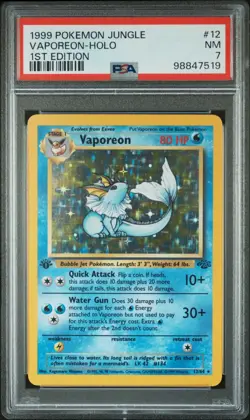 PSA 7 Vaporeon Holo 12/64 1st Edition Jungle 1999 Pokemon Card - Image 1