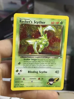 #2 Rocket's Scyther 13/132 Gym Heroes 2000 SWIRL Holo Rare WOTC Pokemon Card - Image 3