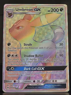 Umbreon GX 154/149 Secret Rare Pokemon Card Base Set Sun & Moon Rainbow NM VG+ - Image 1