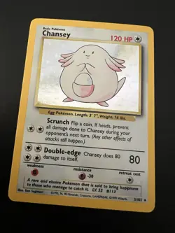 Chansey 3/102 Base Set Unlimited 1999 Pokemon Card Holo Rare NM - Image 1