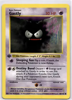 Pokemon TCG Gastly Base Set, Shadowless 1st Edition Common Card 50/102 - Image 1