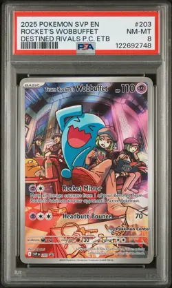 PSA 8 NM-MT Team Rocket’s Wobbuffet 203 Pokemon Center Black Star Promo Card - Image 1