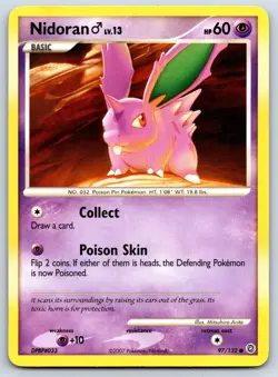 Nidoran M - DP Secret Wonders 97/132 Diamond Pearl Arita Pokemon Card LP - Image 1