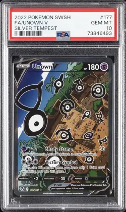 2022 POKEMON SWORD & SHIELD SILVER TEMPEST #177 FULL ART/UNOWN V PSA 10 - Image 1