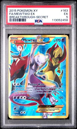 2015 POKEMON XY BREAKTHROUGH MEWTWO EX #163 SECRET RARE PSA 5 EX #113052458 - Image 1