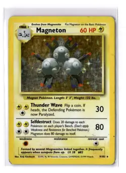 Magneton - 009/102 Base Set Holo Rare - MP - VINTAGE - POKEMON TCG - Image 1