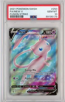 2021 POKEMON SWORD & SHIELD FUSION STRIKE 250/264 MEW V PSA 10 GEM MINT #250 - Image 1