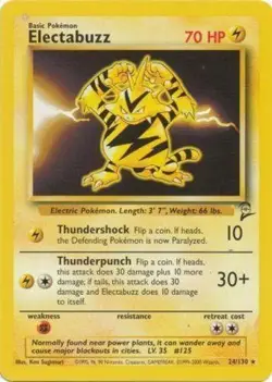 Damaged, English Pokemon Regular Electabuzz - 24/130 - Rare - Unlimited Edition - Image 1
