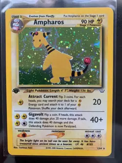 Ampharos 1/64 SPIRAL Holo Pokemon 1st Edition Neo Revelation Near Mint - Image 1