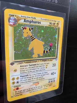 Ampharos 1/64 SPIRAL Holo Pokemon 1st Edition Neo Revelation Near Mint - Image 2