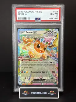 2025 Pokemon Pre En-Prismatic Evolutions Eevee Ex #075 PSA 10 - Image 1
