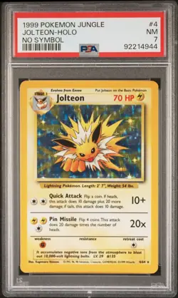 PSA 7 Jolteon Holo 4/64 No Symbol Jungle 1999 Pokemon Card - Image 1